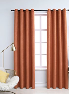 VidaXL Gordijnen verduisterend met ringen 2 st 140x225 cm roestkleur