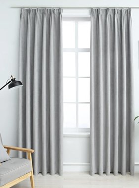 VidaXL Gordijnen verduisterend met haken 2 st 140x245 cm grijs