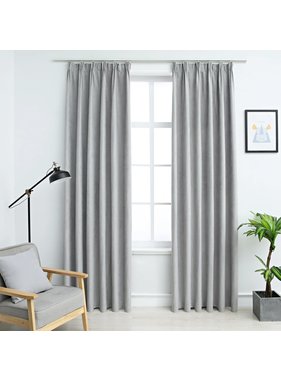VidaXL Gordijnen verduisterend met haken 2 st 140x245 cm grijs