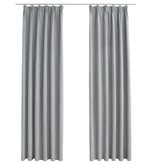VidaXL Gordijnen verduisterend met haken 2 st 140x175 cm grijs