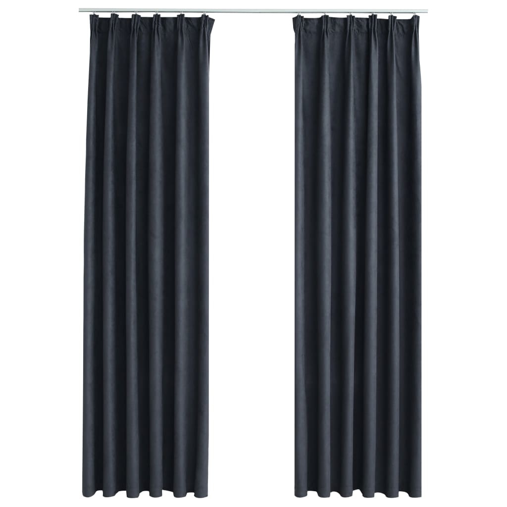 VidaXL Gordijnen verduisterend met haken 2 st 140x245 cm antraciet