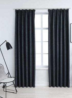 VidaXL Gordijnen verduisterend met haken 2 st 140x175 cm antraciet