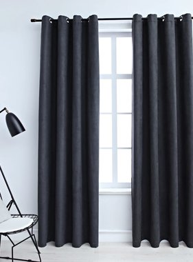 VidaXL Gordijnen verduisterend met ringen 2 st 140x175 cm antraciet