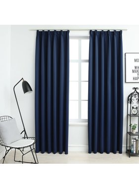 vidaXL Gordijnen verduisterend met haken 2 st 140x245 cm blauw