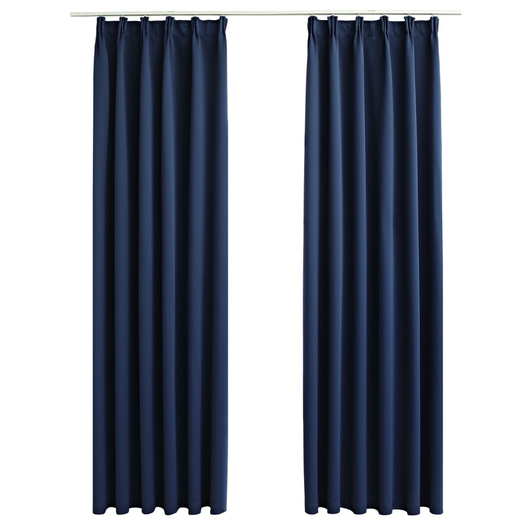 vidaXL Gordijnen verduisterend met haken 2 st 140x245 cm blauw