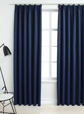 VidaXL Gordijnen verduisterend met haken 2 st 140x175 cm blauw