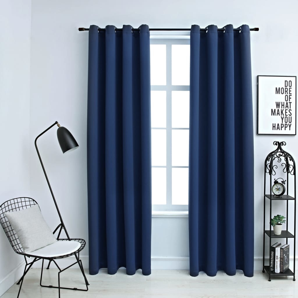 VidaXL Gordijn verduisterend met metalen ringen 2 st 140x245 cm blauw
