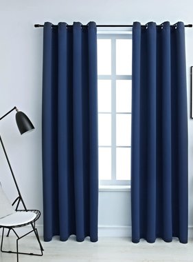 VidaXL Gordijn verduisterend met metalen ringen 2 st 140x175 cm blauw