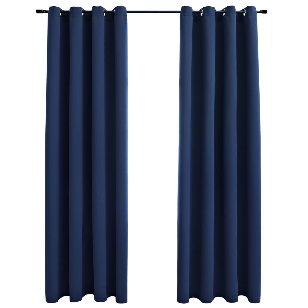VidaXL Gordijn verduisterend met metalen ringen 2 st 140x175 cm blauw