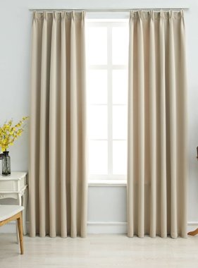 vidaXL Gordijnen verduisterend met haken 2 st 140x245 cm beige