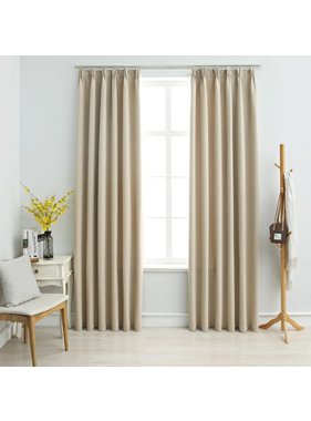 vidaXL Gordijnen verduisterend met haken 2 st 140x225 cm beige