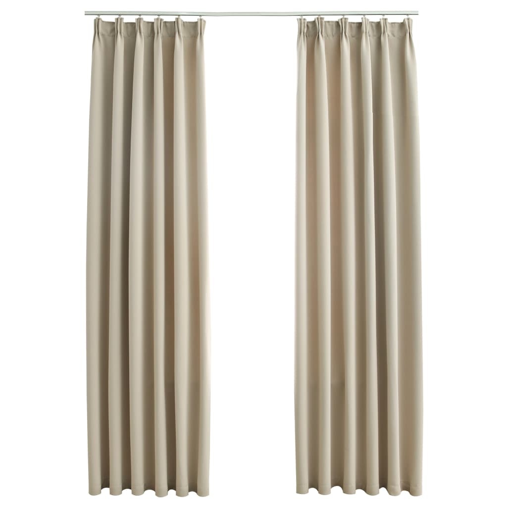 vidaXL Gordijnen verduisterend met haken 2 st 140x225 cm beige