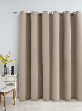 VidaXL Gordijn verduisterend met metalen ringen 290x245 cm beige