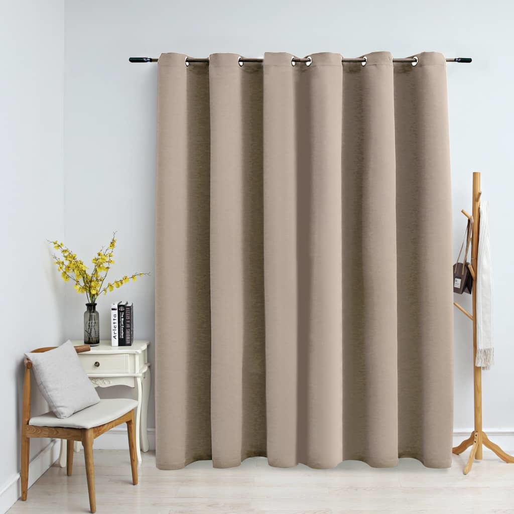 VidaXL Gordijn verduisterend met metalen ringen 290x245 cm beige