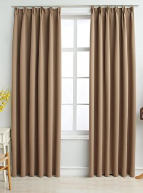 vidaXL Gordijnen verduisterend met haken 2 st 140x175 cm taupe