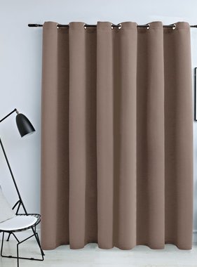 VidaXL Gordijn verduisterend met metalen ringen 290x245 cm taupe