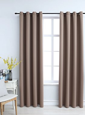 VidaXL Gordijn verduisterend met metalen ringen 2 st 140x225 cm taupe