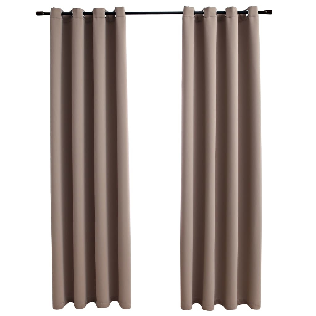 VidaXL Gordijn verduisterend met metalen ringen 2 st 140x225 cm taupe
