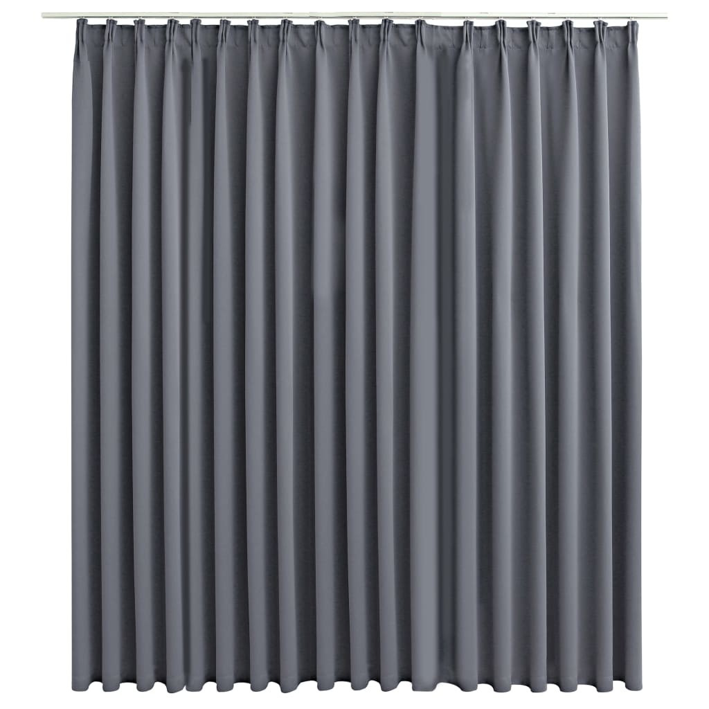 VidaXL Gordijn verduisterend met haken 290x245 cm grijs