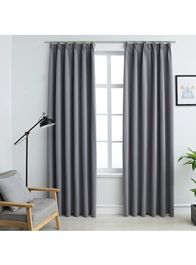 VidaXL Gordijnen verduisterend met haken 2 st 140x245 cm grijs
