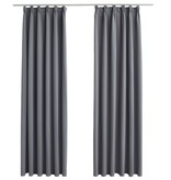 VidaXL Gordijnen verduisterend met haken 2 st 140x175 cm grijs