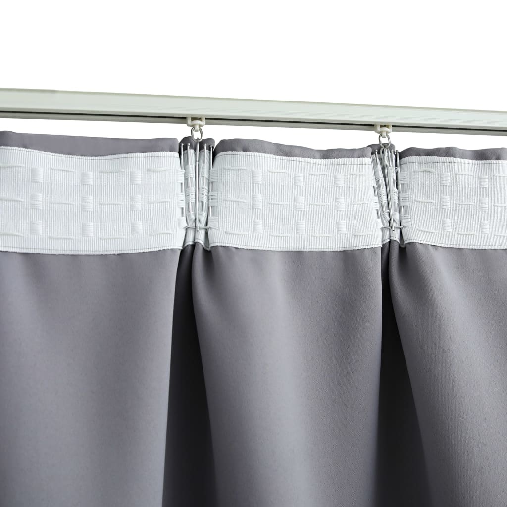 VidaXL Gordijnen verduisterend met haken 2 st 140x175 cm grijs