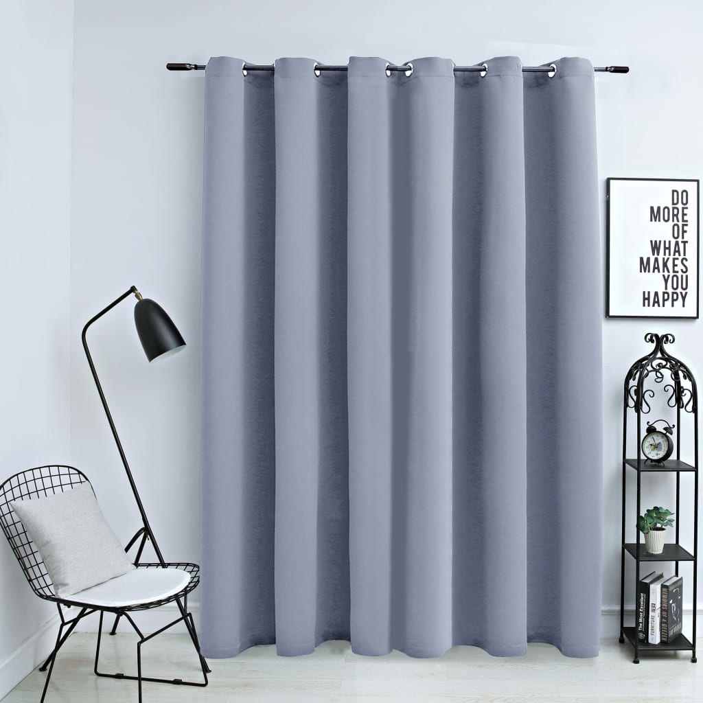 VidaXL Gordijn verduisterend met metalen ringen 290x245 cm grijs