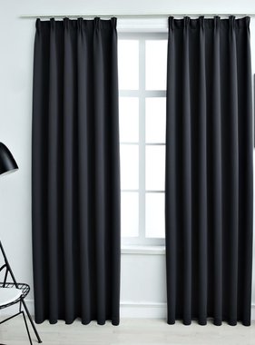 VidaXL Gordijnen verduisterend met haken 2 st 140x175 cm zwart