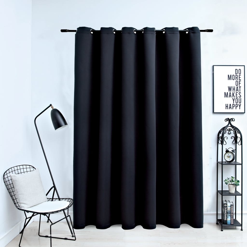 VidaXL Gordijn verduisterend met metalen ringen 290x245 cm zwart