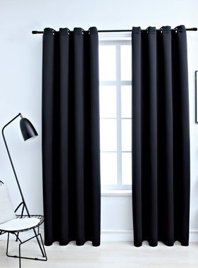 VidaXL Gordijn verduisterend met metalen ringen 2 st 140x245 cm zwart