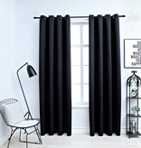 VidaXL Gordijn verduisterend met metalen ringen 2 st 140x175 cm zwart