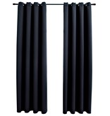 VidaXL Gordijn verduisterend met metalen ringen 2 st 140x175 cm zwart