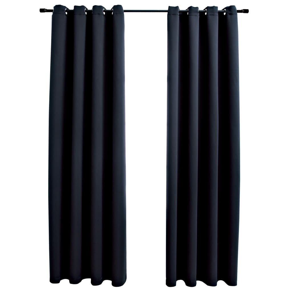 VidaXL Gordijn verduisterend met metalen ringen 2 st 140x175 cm zwart
