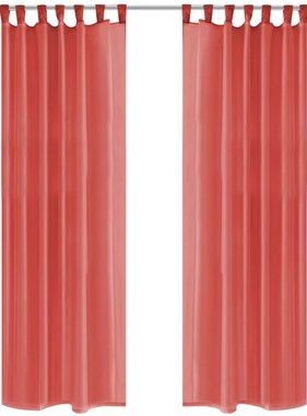 VidaXL Gordijnen voile 140x225 cm rood 2 st