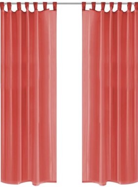 vidaXL Gordijnen voile 140x225 cm rood 2 st