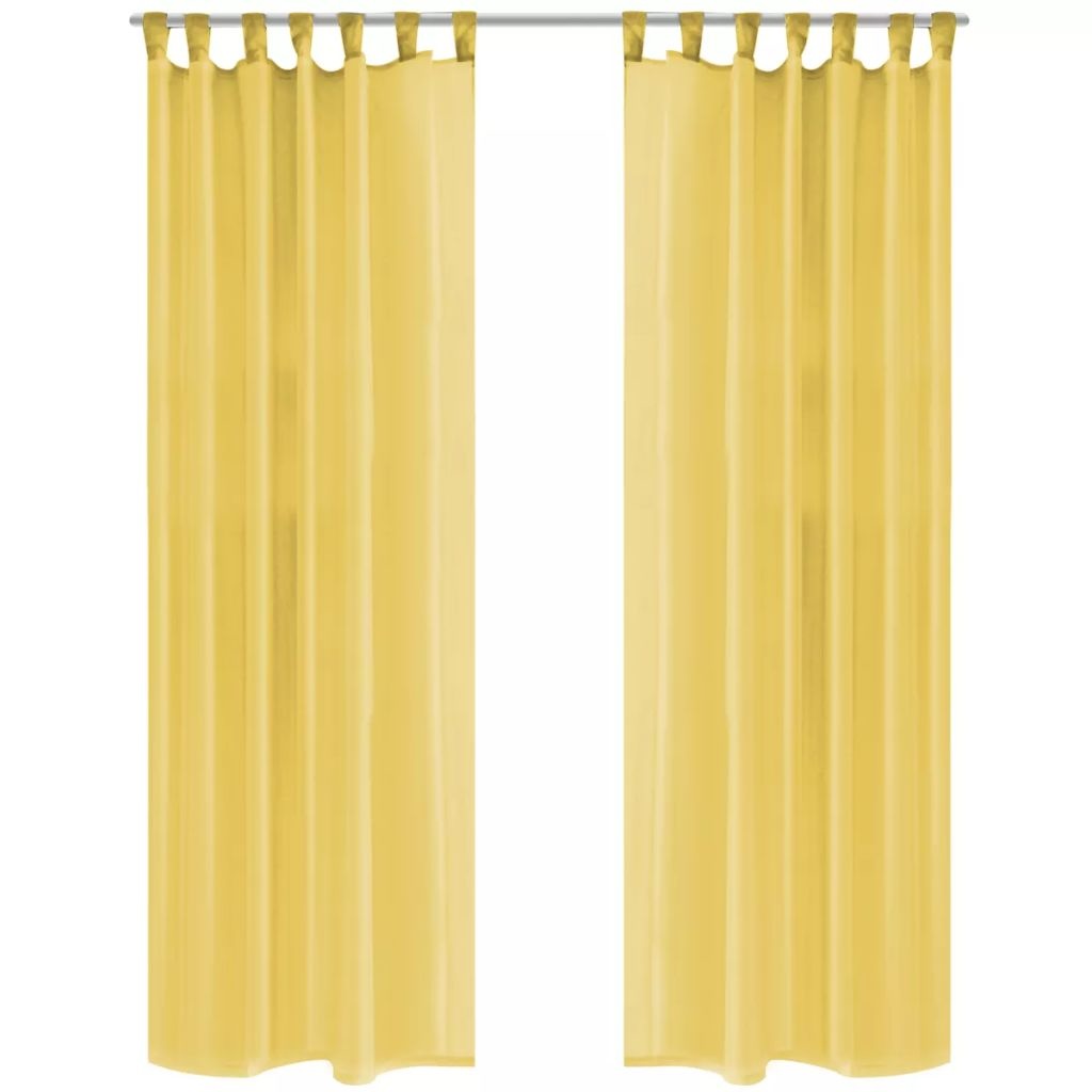 VidaXL Gordijnen voile 140x245 cm geel 2 st