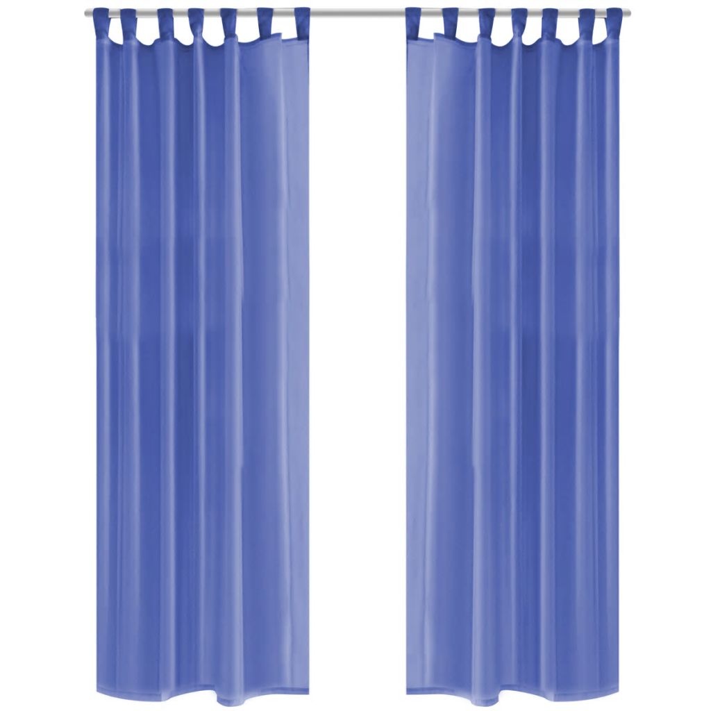 VidaXL Gordijnen voile 140x225 cm koningsblauw 2 st