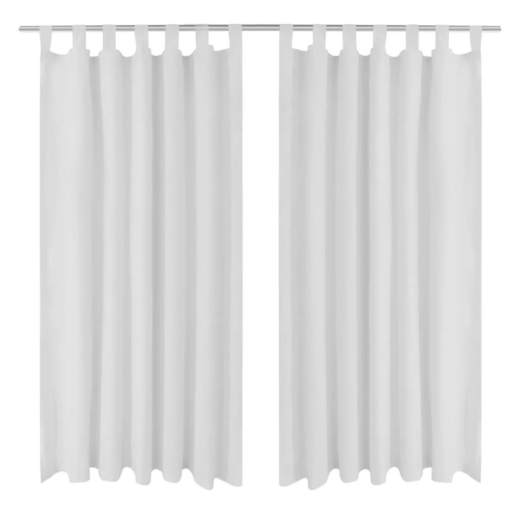 VidaXL Micro-Satijnen Gordijnen met Ringen 140 x 175 cm 2 stuks (Wit)
