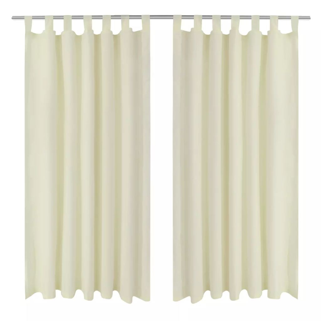 VidaXL Micro-Satijnen Gordijnen met Ringen 140 x 245 cm 2 stuks (Creme)