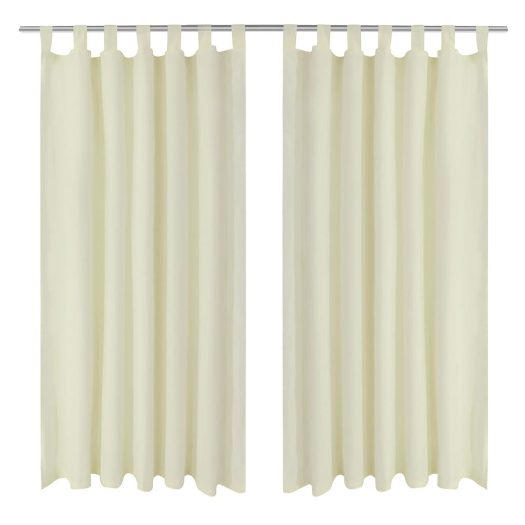 VidaXL Micro-Satijnen Gordijnen met Ringen 140 x 175 cm 2 stuks (Creme)