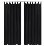 VidaXL Micro-Satijnen Gordijnen met Ringen 140 x 245 cm 2 stuks (Zwart)