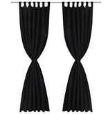 VidaXL Micro-Satijnen Gordijnen met Ringen 140 x 245 cm 2 stuks (Zwart)