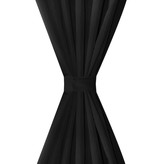 vidaXL Micro-Satijnen Gordijnen met Ringen 140 x 225 cm 2 stuks (Zwart)