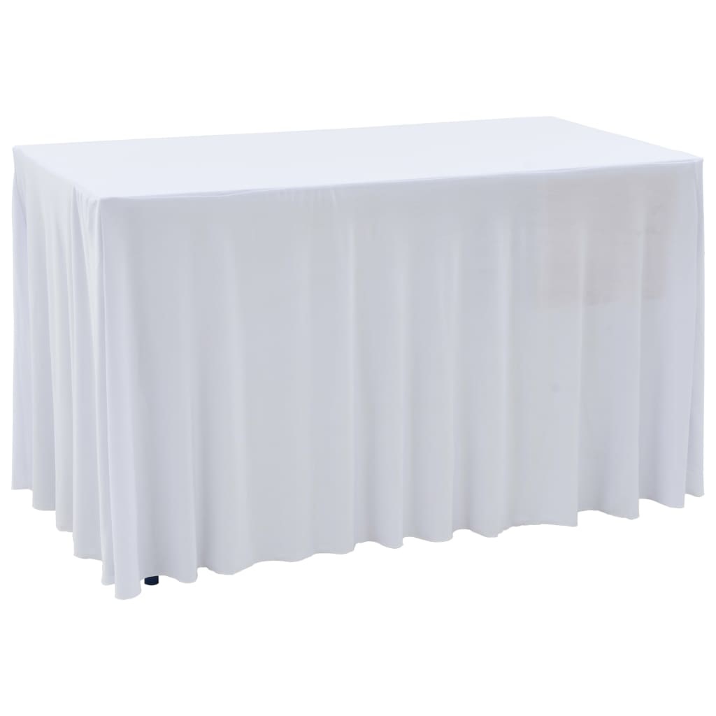 vidaXL 2 st Tafelhoezen stretch met rok 183x76x74 cm wit