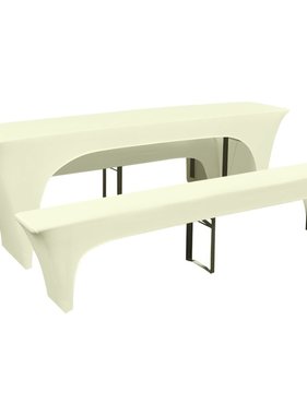 VidaXL Hoes voor biertafel/banken 3-delig crèmekleurig stretchstof