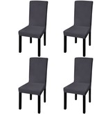 VidaXL Stoelhoezen 4 st stretch recht antraciet