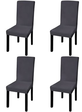 VidaXL Stoelhoezen 4 st stretch recht antraciet VidaXL Stoelhoezen 4 st stretch recht antraciet
