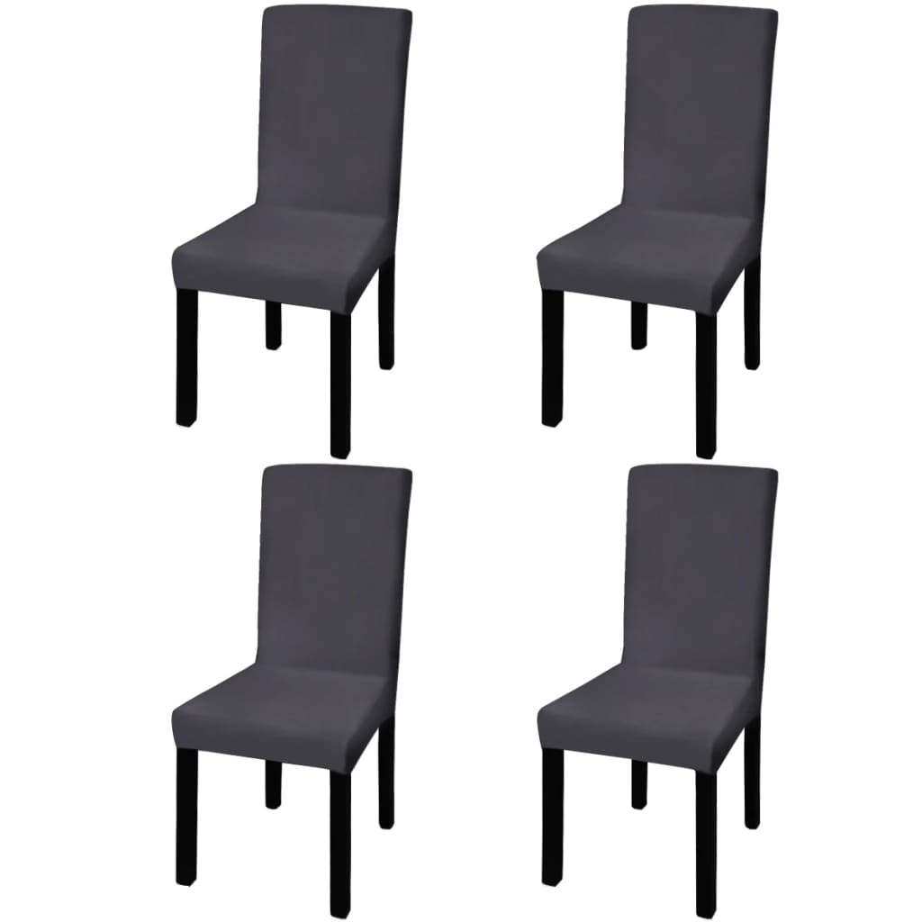 VidaXL Stoelhoezen 4 st stretch recht antraciet