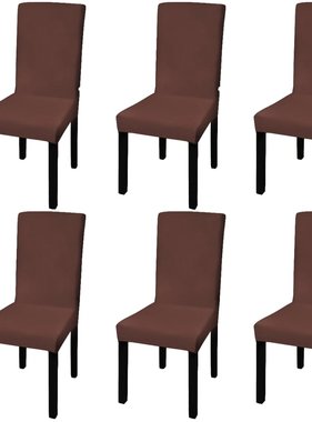 VidaXL Stoelhoes stretch recht bruin 6 st