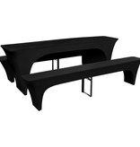 VidaXL Hoezen voor biertafel en banken stretch zwart 3 stuks 225 x 70 x 80 cm